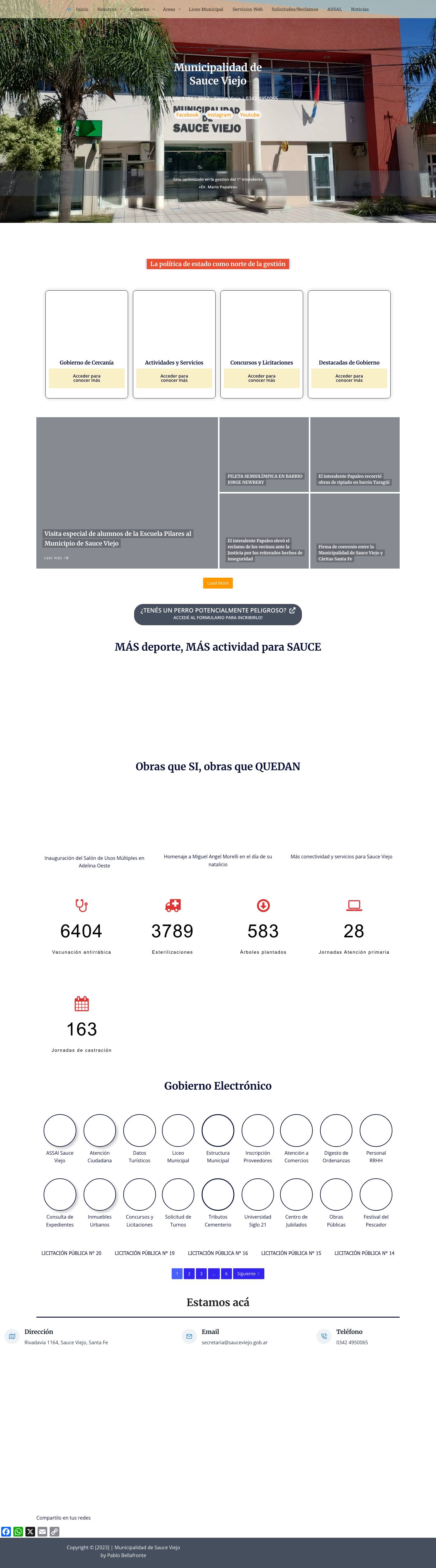 Inicio - Municipalidad de Sauce Viejo - Full Screenshot