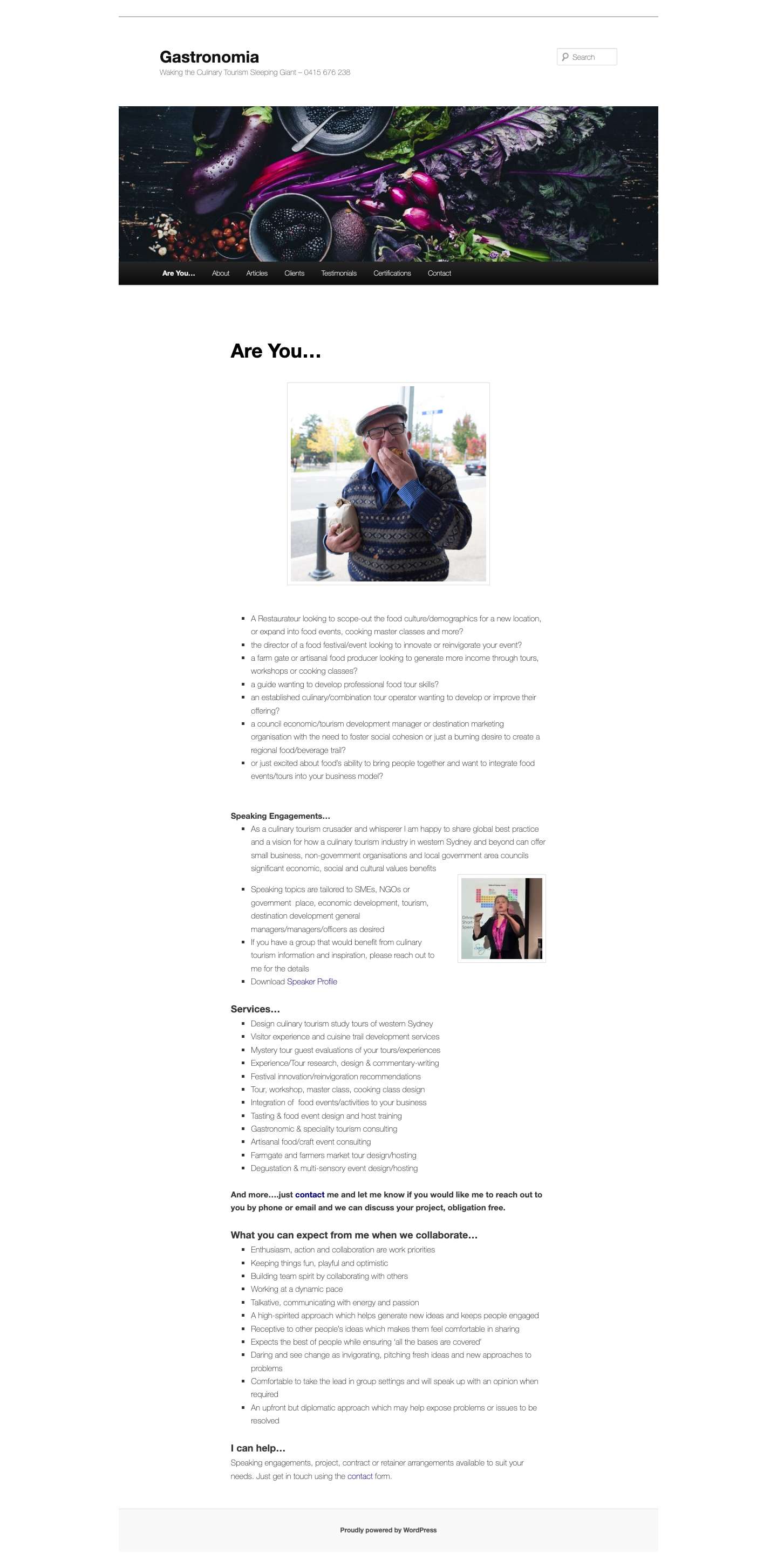 Are You… - GastronomiaGastronomia | Waking the Culinary Tourism Sleeping Giant – 0415 676 238 Are You… - Gastronomia - Full Screenshot