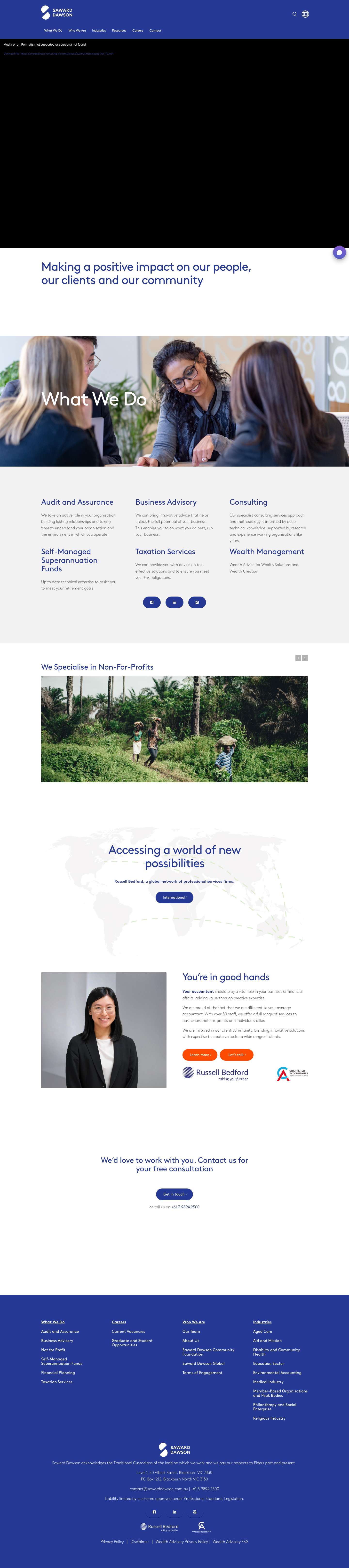 Chartered Accountants Melbourne | Accounting Services (NFP) - Saward DawsonPreviousNextScroll to top - Full Screenshot