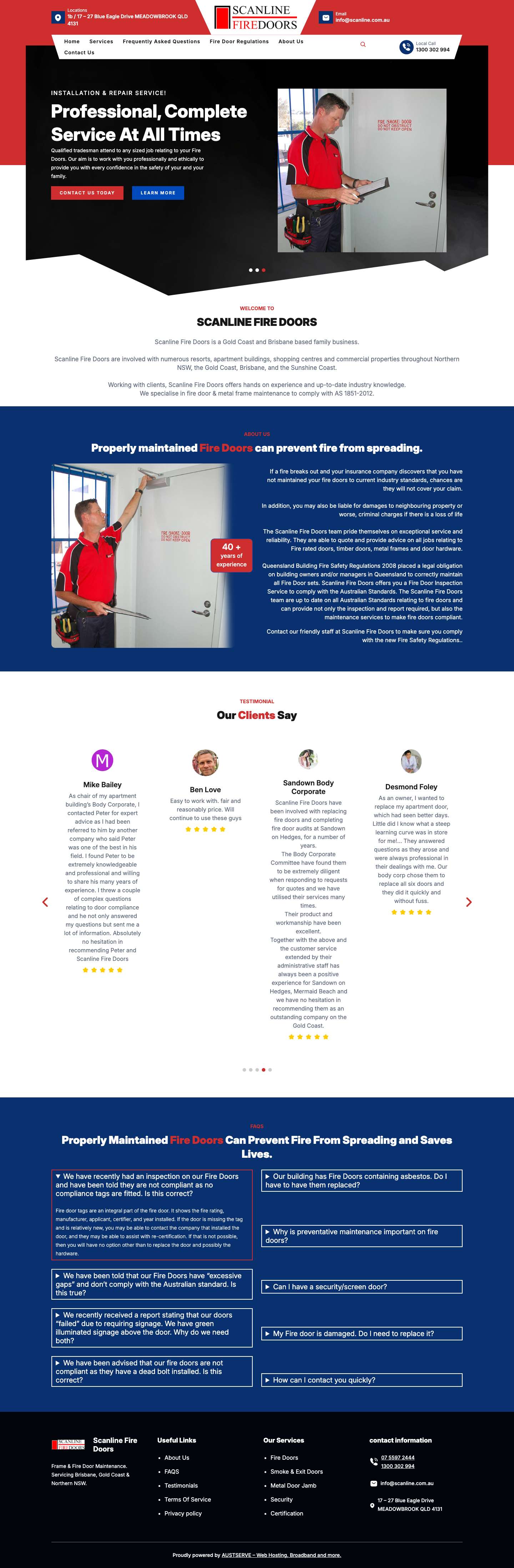 Scanline Fire Doors – Fire Door maintenance and repairs - Full Screenshot