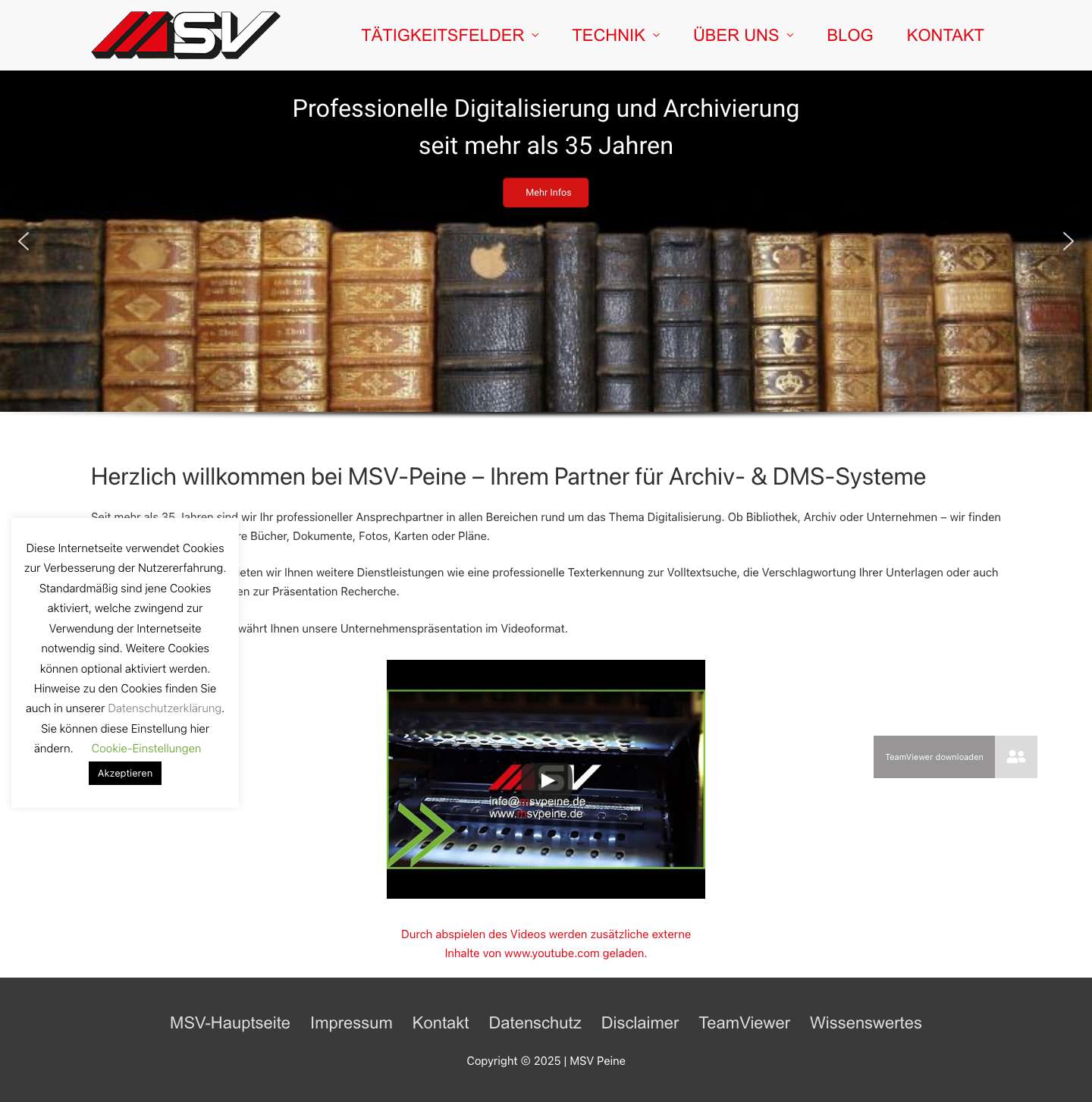 Scannen.tv - Professionelle Digitalisierung mit MSV Peine aus Niedersachsen - Full Screenshot