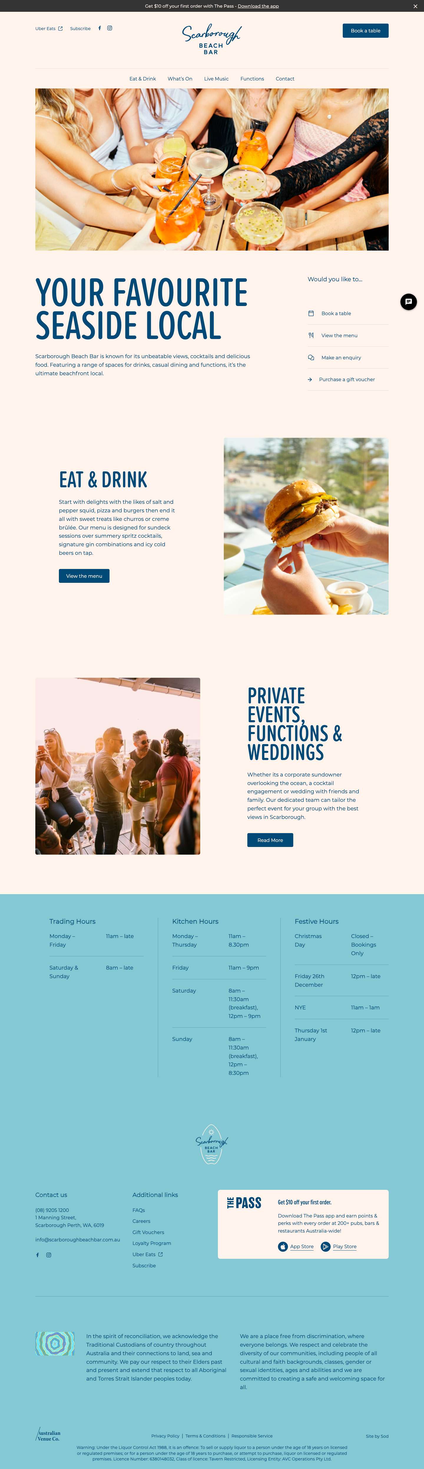 Scarborough Beach Bar - Unbeatable Views, Cocktails, Delicious Food - Full Screenshot