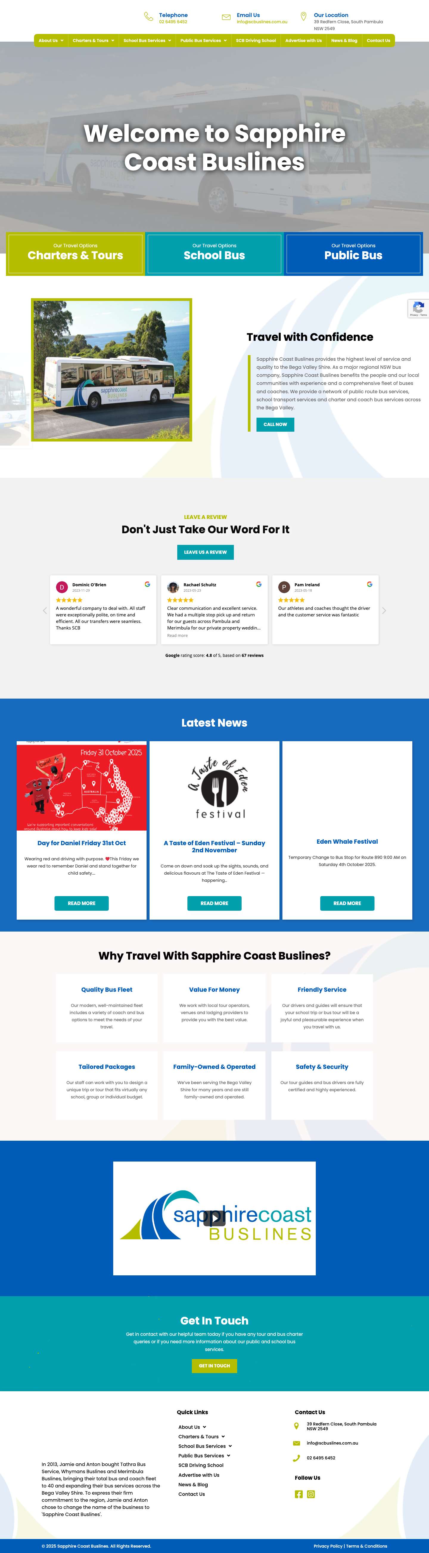 Sapphire Coast Buslines | Bega Valley Bus Services - Full Screenshot