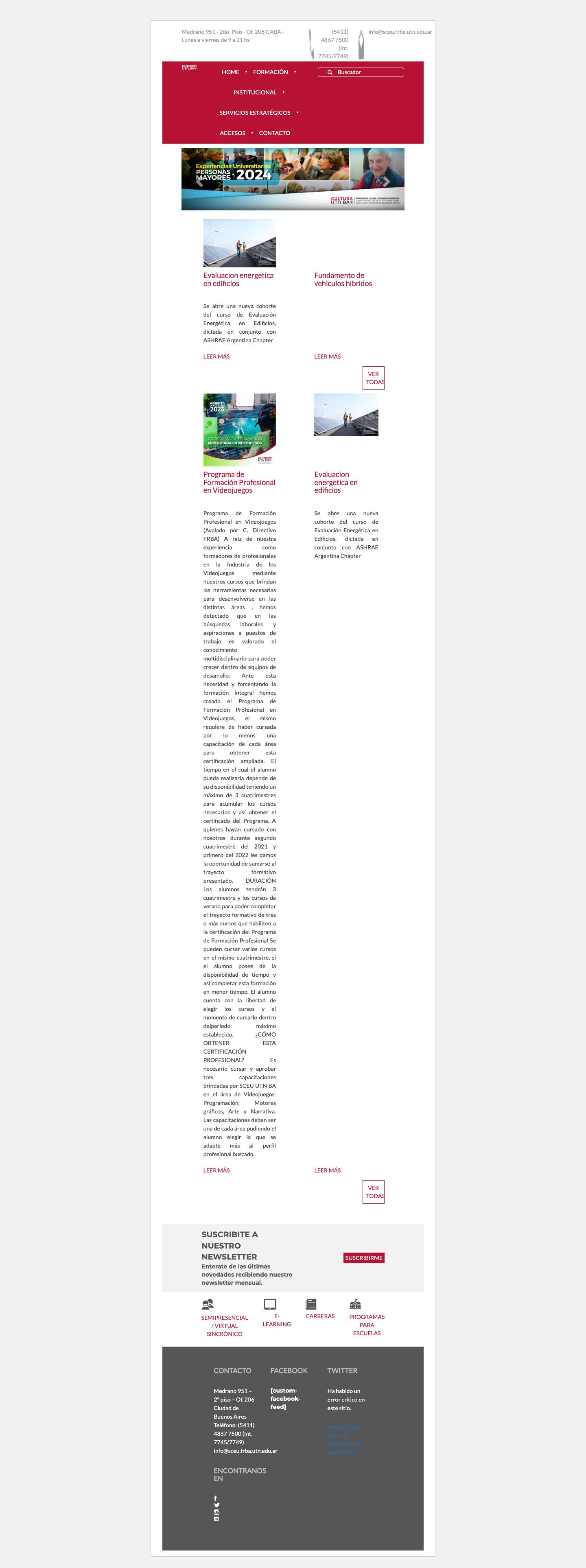 UTNBA - Extensión Universitaria - Full Screenshot