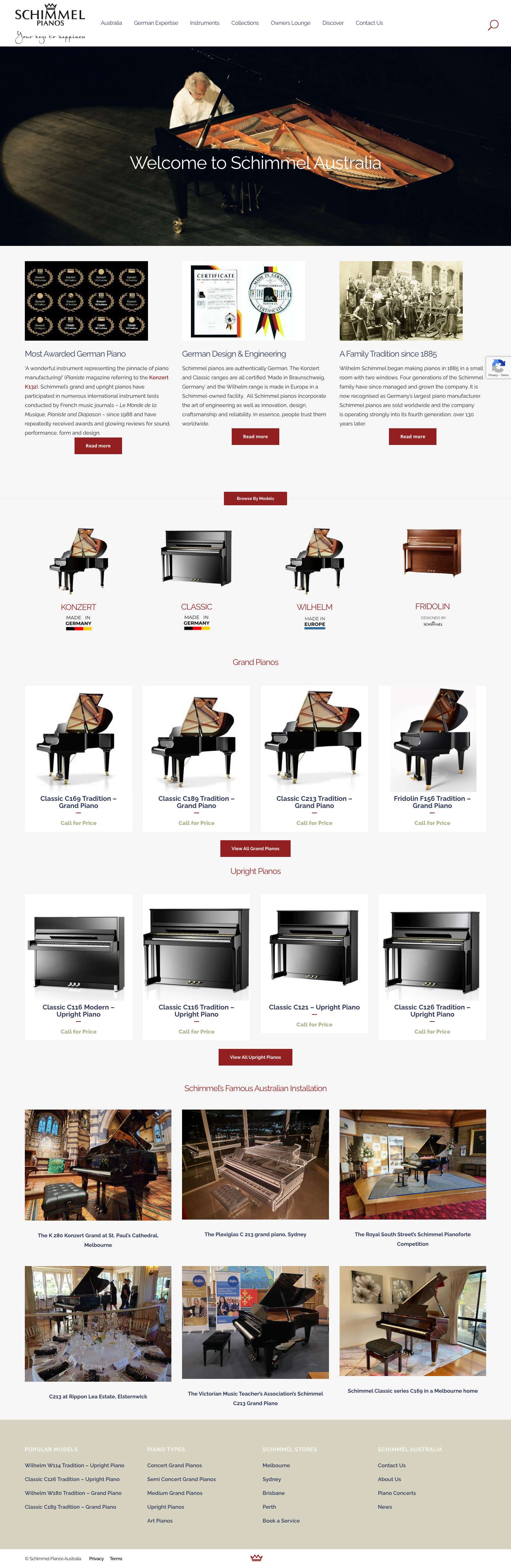 Schimmel Pianos Australia - Authentic, German Grand Pianos & Uprights - Full Screenshot