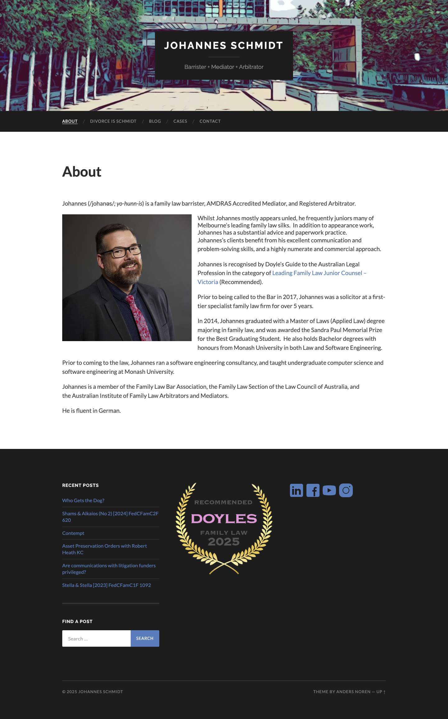 Johannes Schmidt – Barrister + Mediator + Arbitrator - Full Screenshot