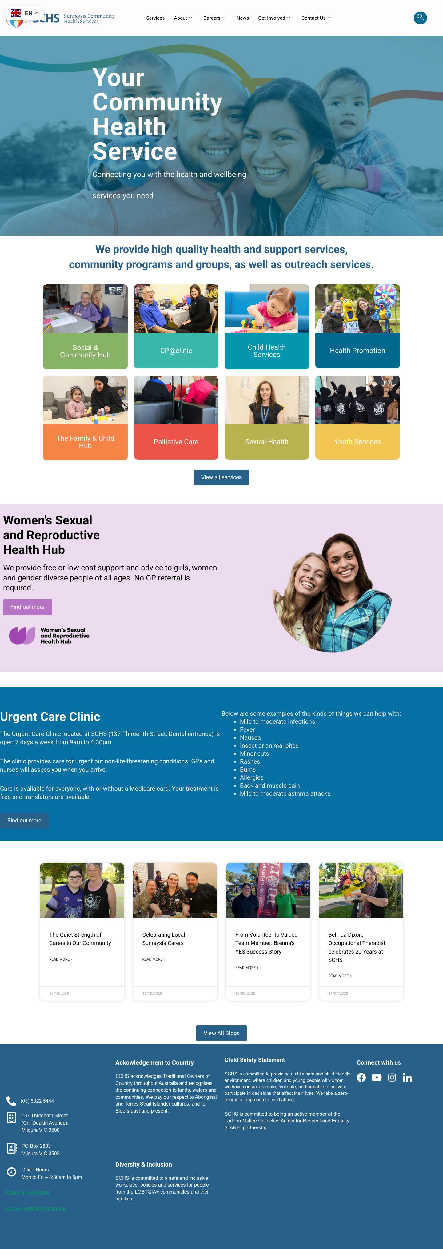 Home - Sunraysia Community Health Services - Full Screenshot