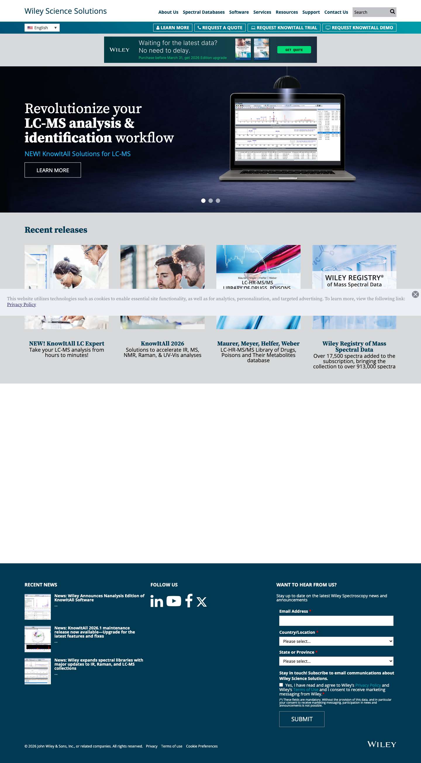 Home - Wiley Science Solutions - Full Screenshot