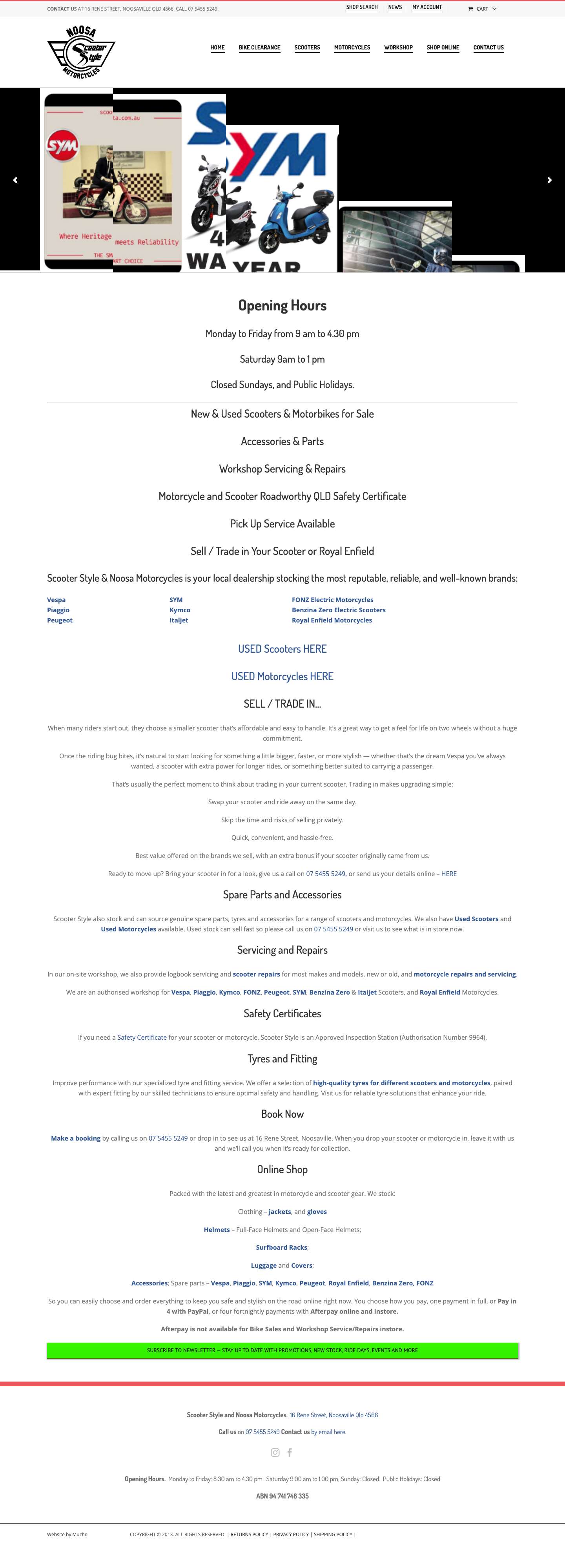 Scooter Style Noosa Motorcycles - Noosaville Qld - 0754555249 - Full Screenshot