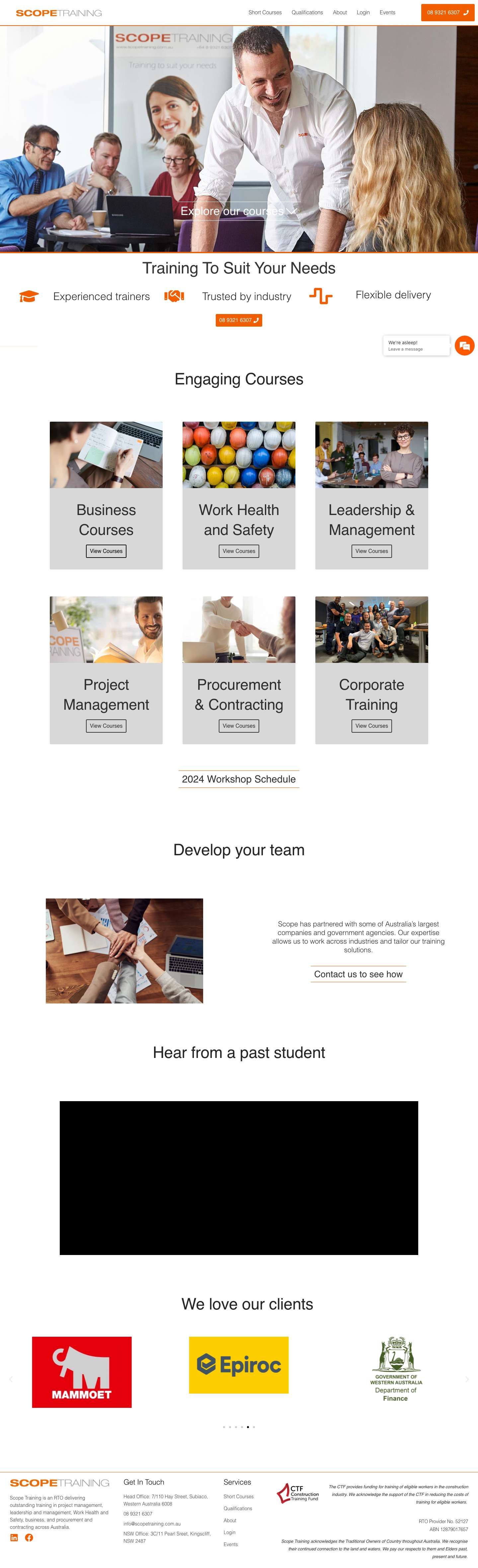 Scope Training 'Training to suit your needs' - RTO 52127 - Full Screenshot