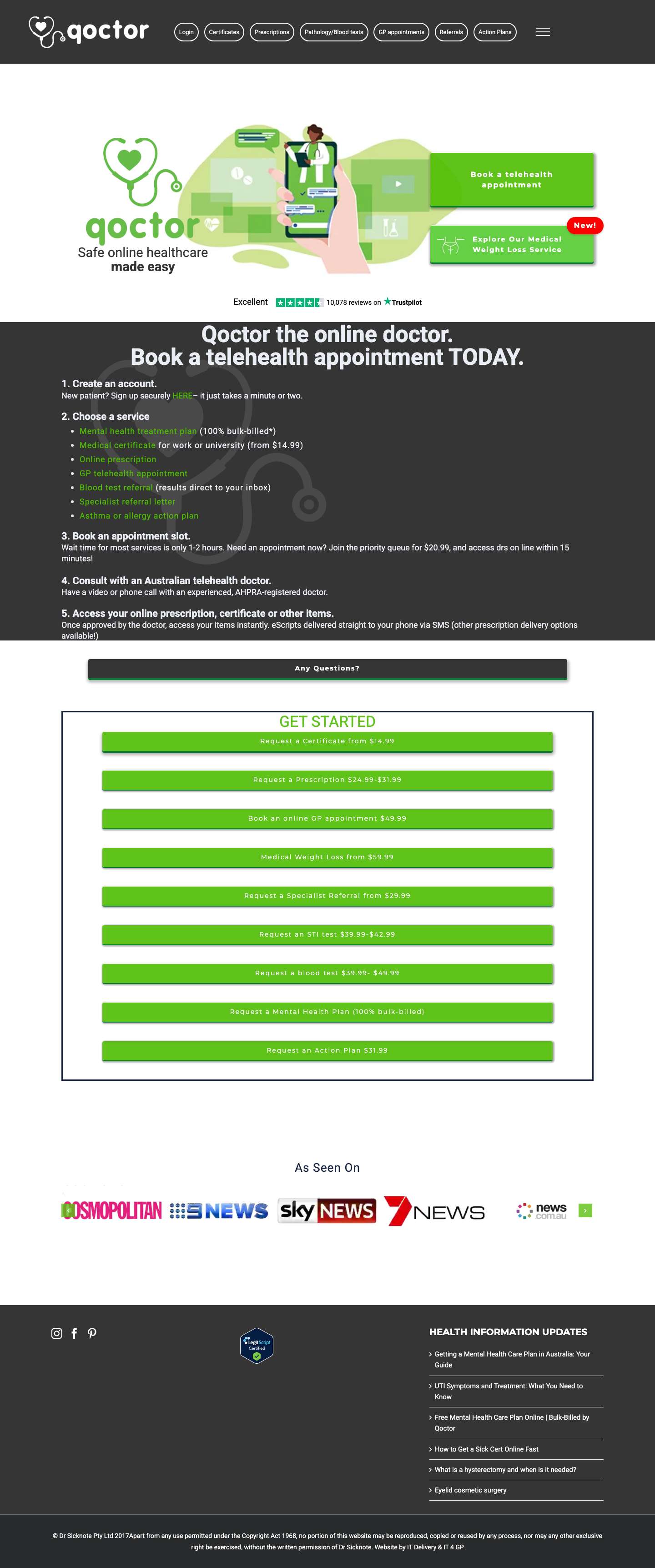 Qoctor the online doctor- telehealth appointments from $14.99 - Full Screenshot