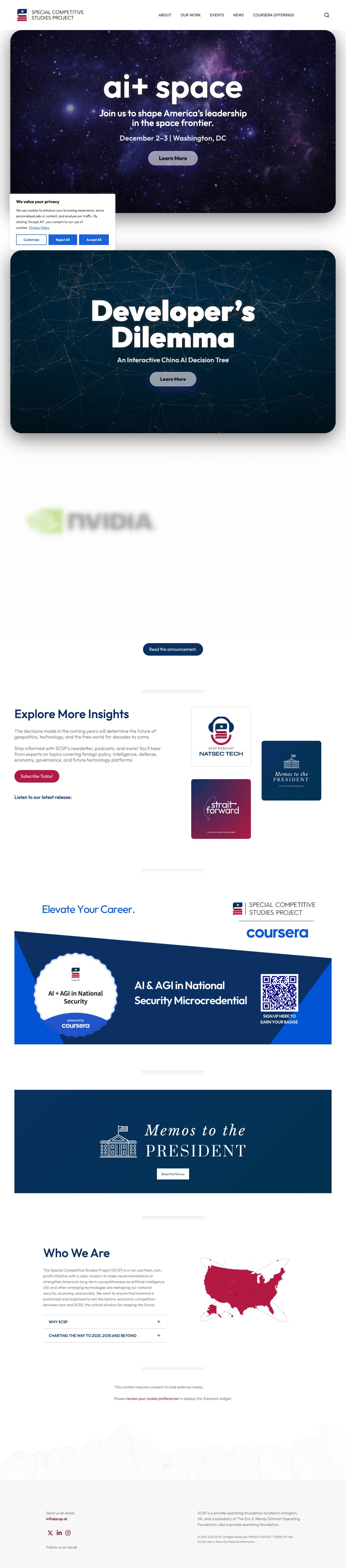 Special Competitive Studies Project Homepage - SCSP - Full Screenshot