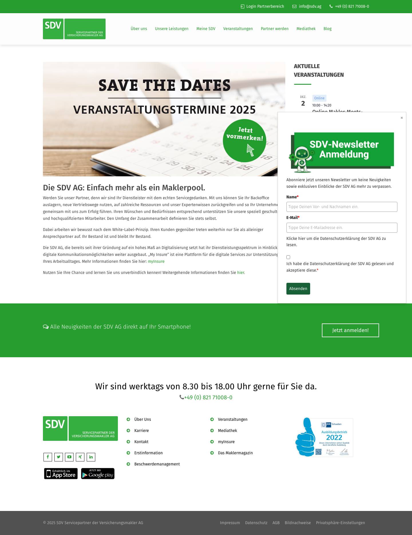 SDV AG - Erste Wahl für Qualitätsmakler! - Full Screenshot