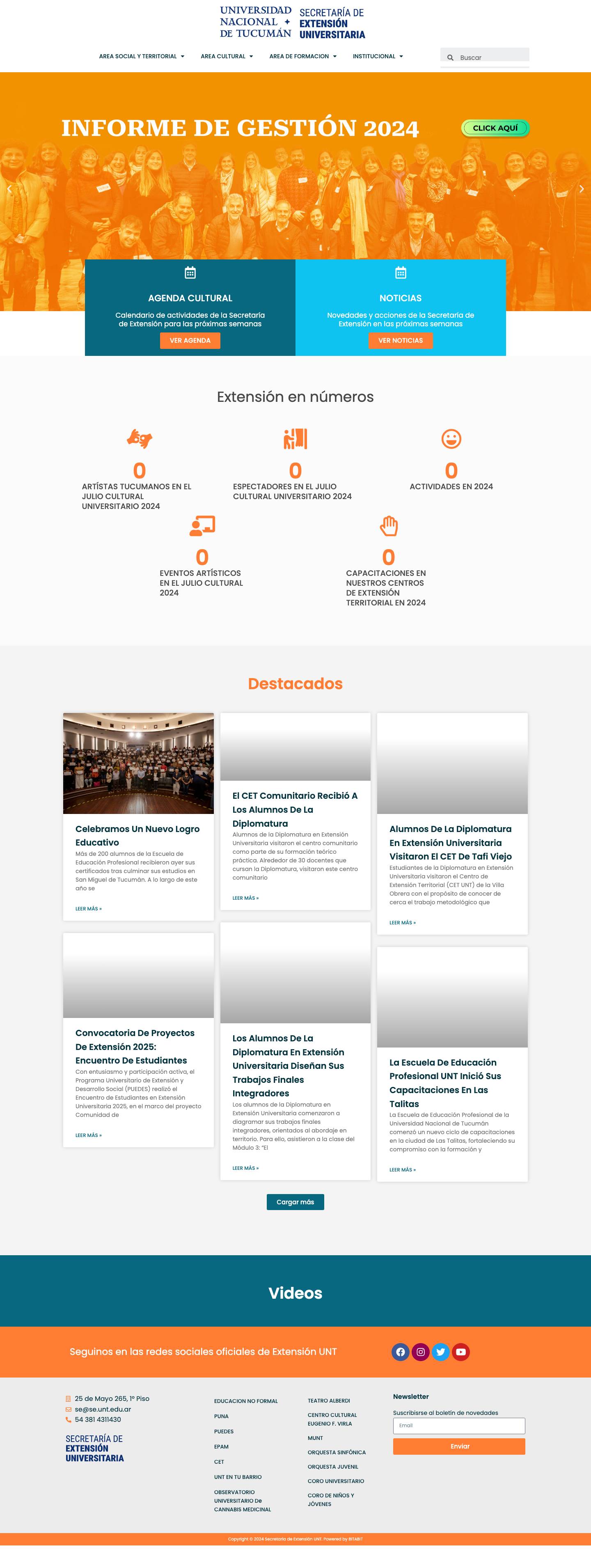 Extensión UNT – Secretaria de Extensión Universitaria - Full Screenshot