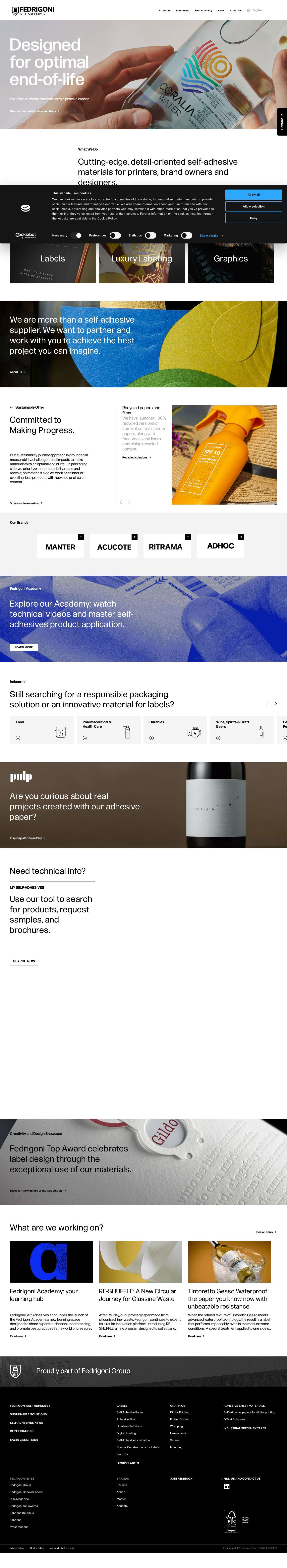 FSA | Self-Adhesives Materials for Printers, Brand Owners and... - Full Screenshot