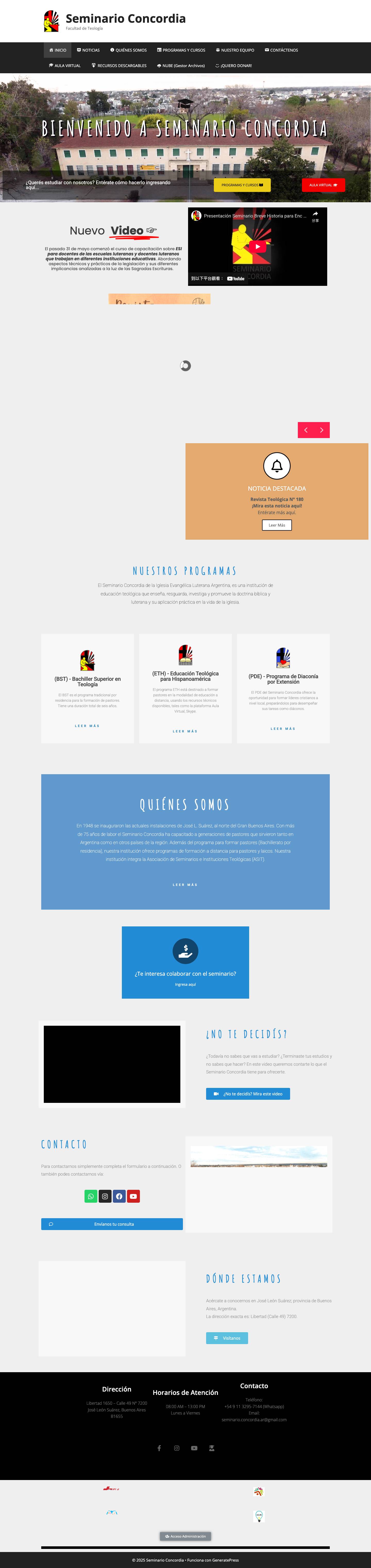 Seminario Concordia – Facultad de Teología - Full Screenshot