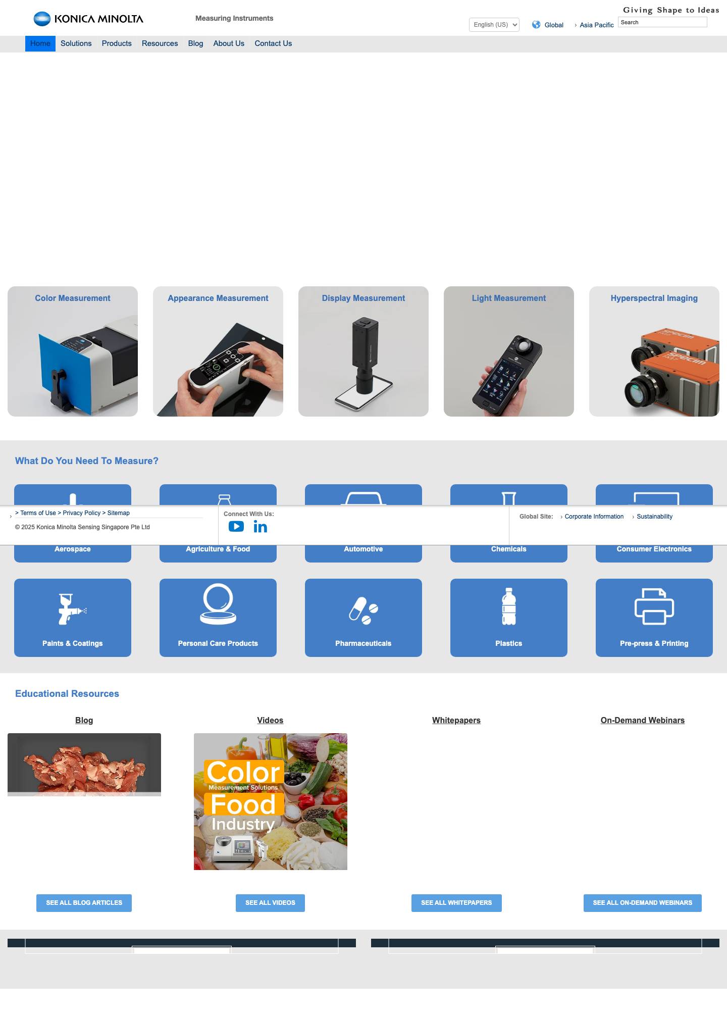 Konica Minolta Sensing - Color, Light and Display Measuring Instruments - Full Screenshot