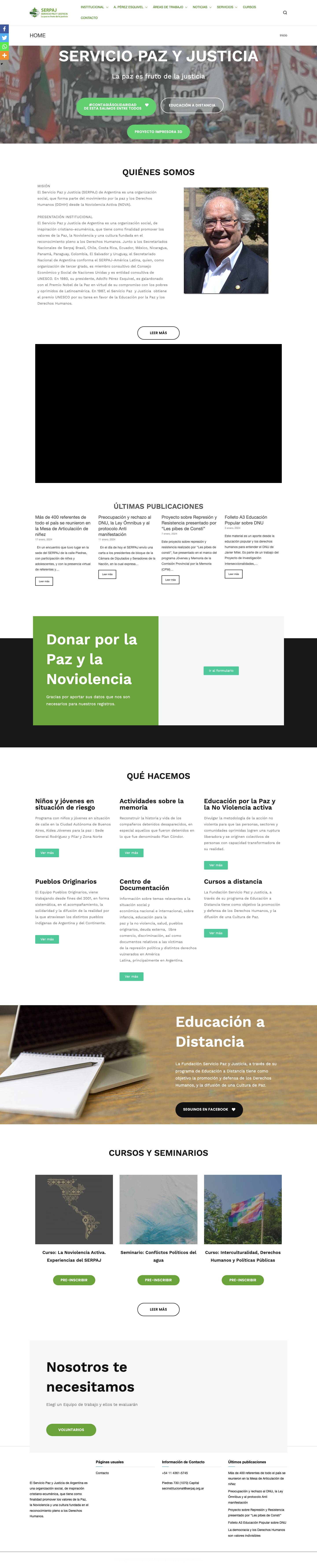 SERPAJ – Servicio Paz y Justicia - Full Screenshot