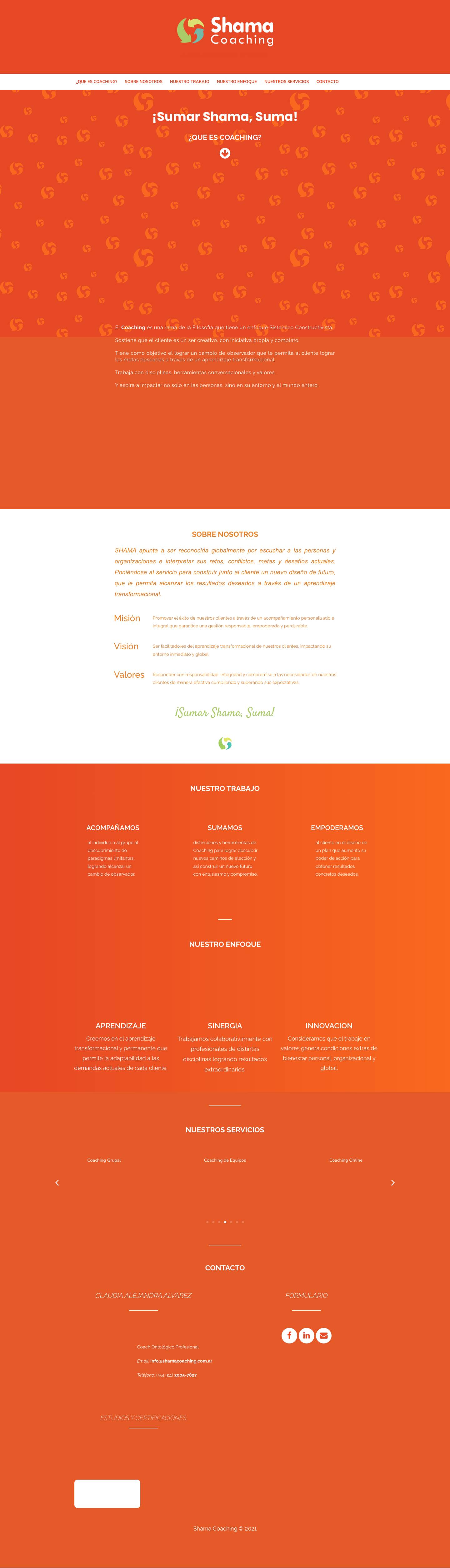 Shama Coaching – Claudia Alvarez, Coach Ontológico - Full Screenshot