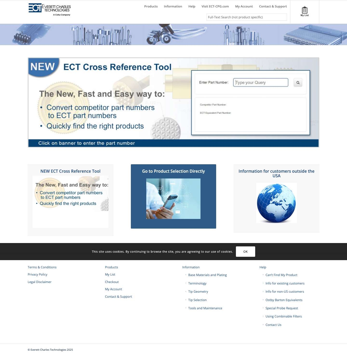 ECT Contact Products Online Shop - a Cohu Company - Full Screenshot