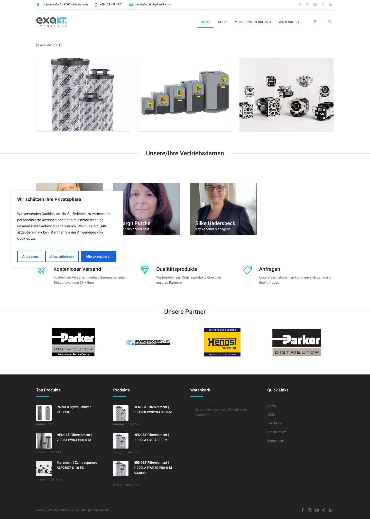 shop exaKT Hydraulik – Onlineshop für Hydraulikkomponenten & Hydraulikservice - Full Screenshot