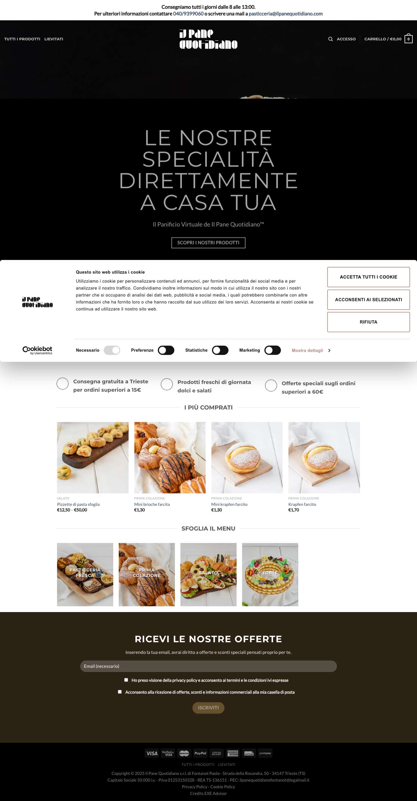 Il Pane Quotidiano – Panificio & Pasticceria Trieste – Prodotti tradizionali - Full Screenshot