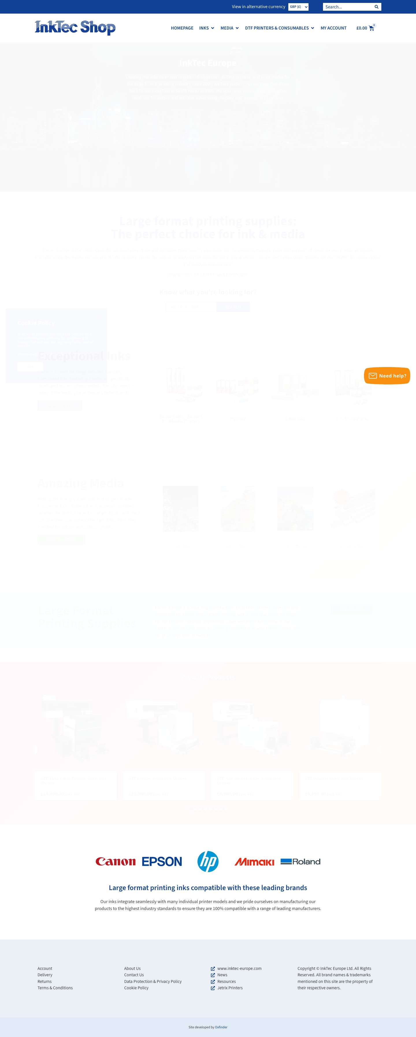 InkTec Shop | Ink & Media Supplies For Large Format Printing - Full Screenshot