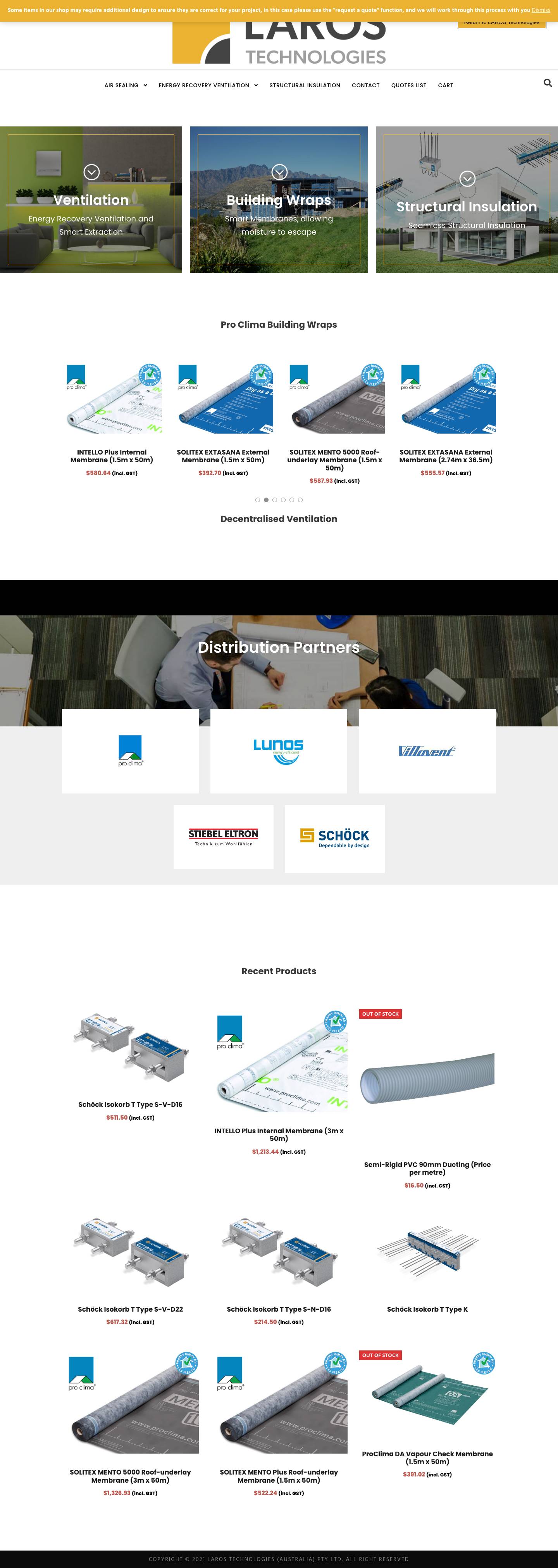 LAROS Technologies – Online Catalog – High-Performance Building Envelope Solutions - Full Screenshot