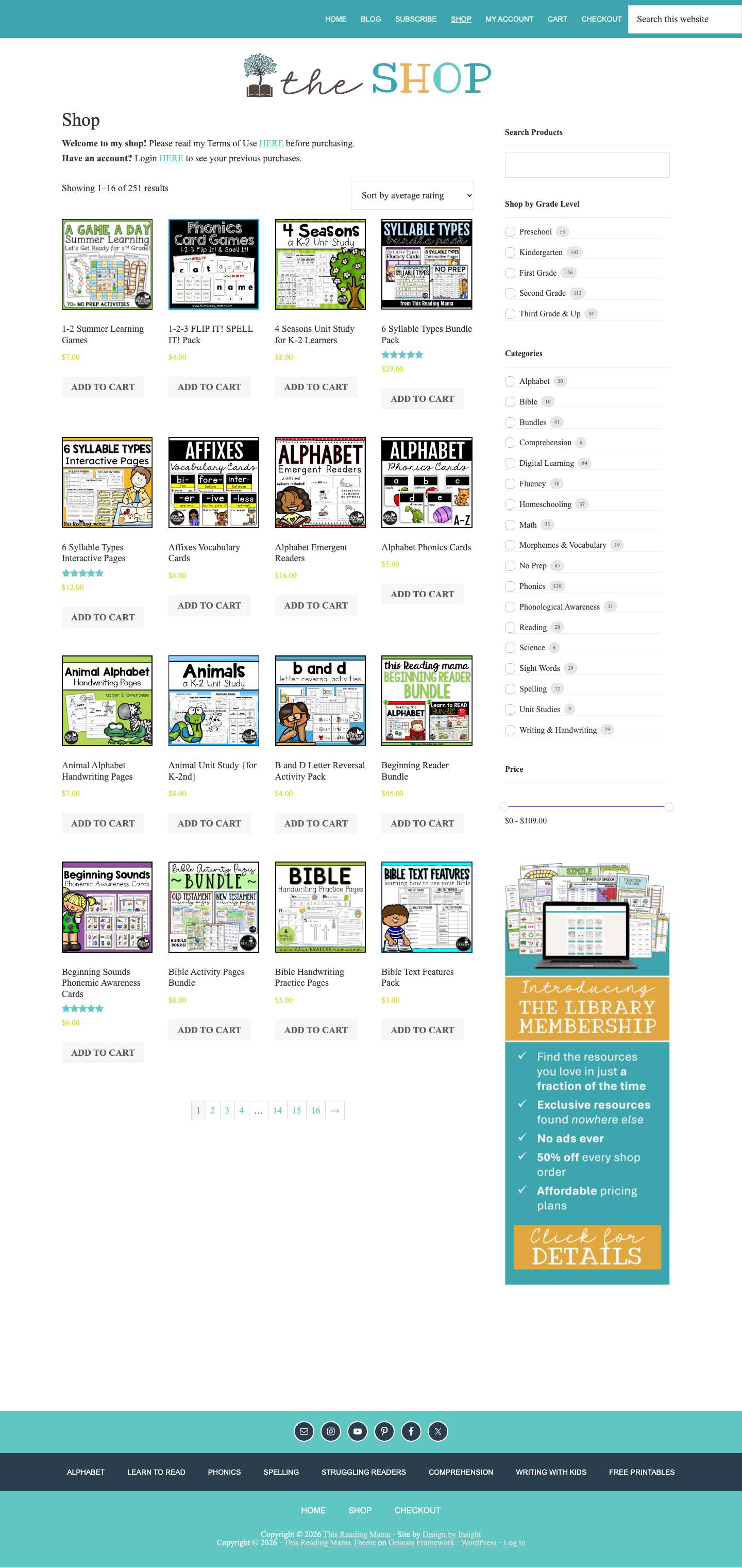 Shop - This Reading MamaEmailInstagramYouTubePinterestFacebookTwitter - Full Screenshot