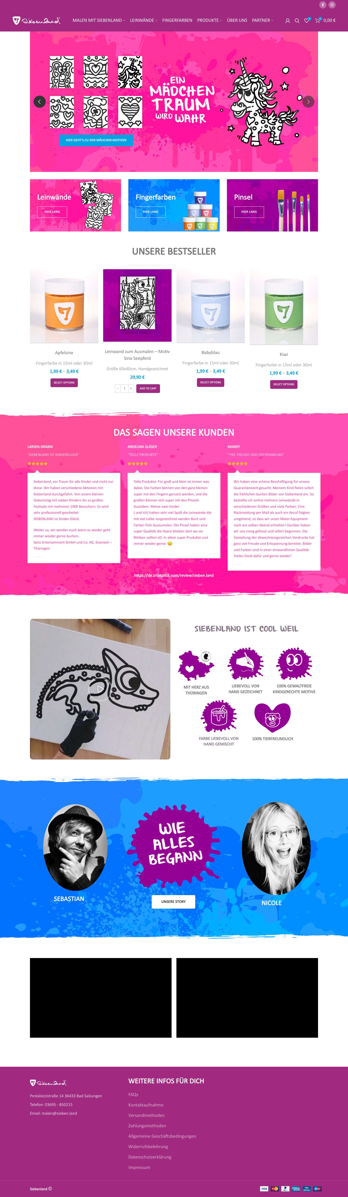 Leinwände zum Ausmalen - Siebenland - Full Screenshot