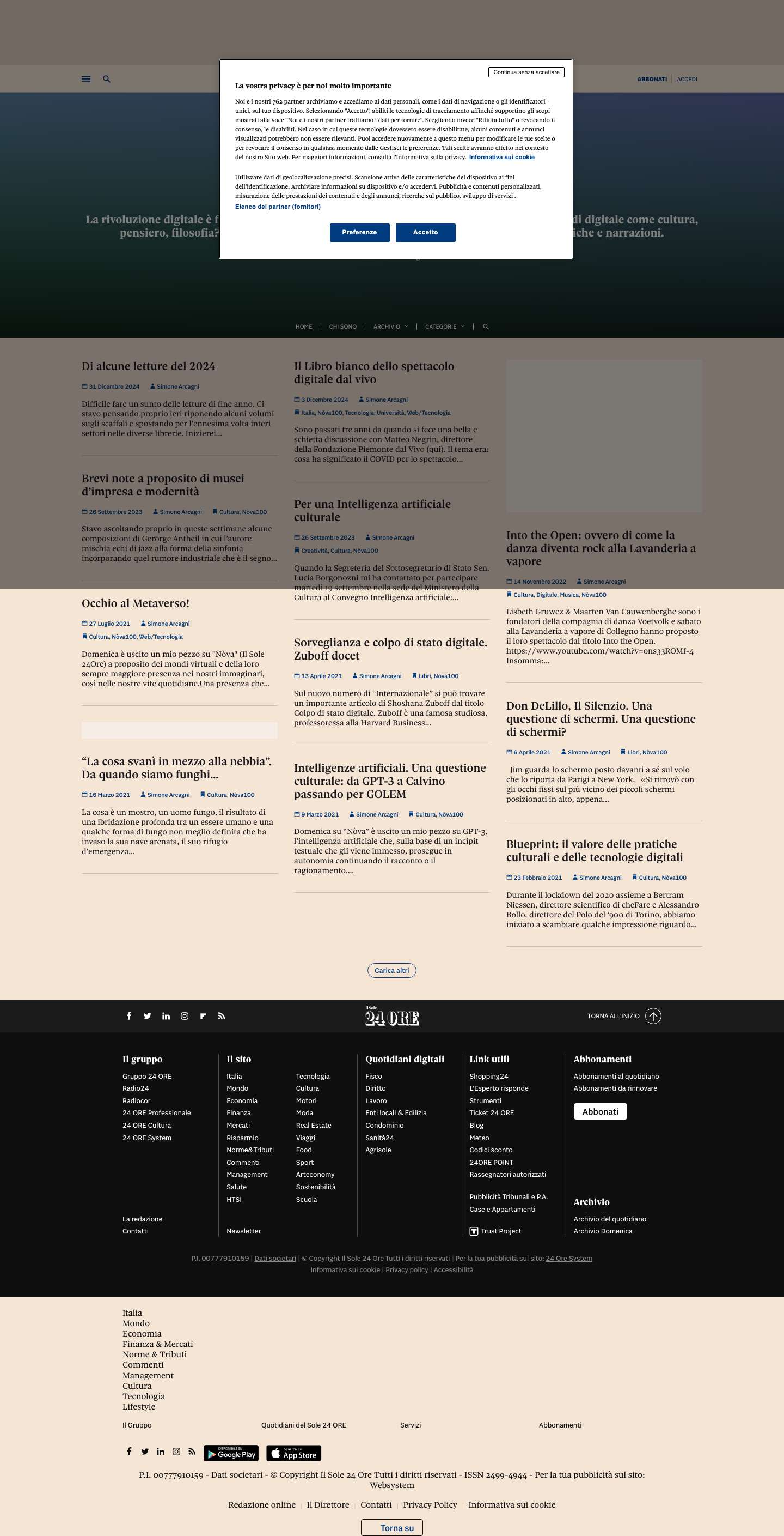 Postdigitale | Blog di Simone ArcagniPostdigitale - La rivoluzione digitale è finita. Ora viviamo nel digitale E se iniziassimo davvero a occuparci di digitale come cultura, pensiero, filosofia? Postdigitale è il campo in cui convergono visioni filosofiche e artistiche e narrazioni. - Full Screenshot