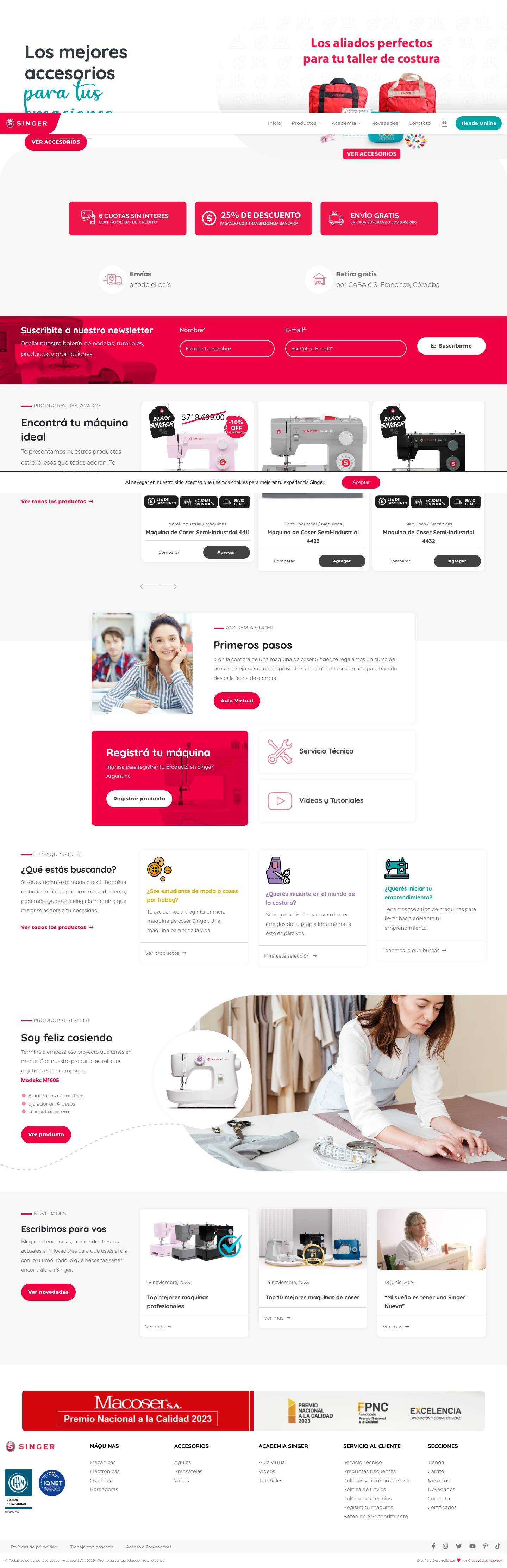 Singer Argentina - Máquinas de Coser - Hace volar tu creatividad - Full Screenshot