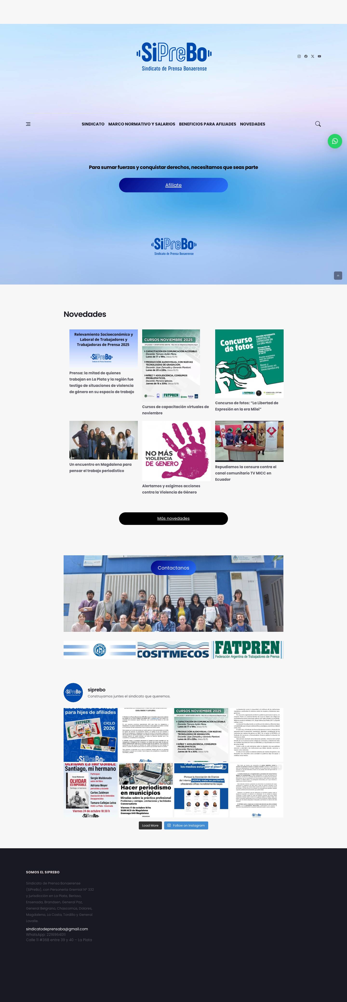 Sindicato de Prensa Bonaerense – Somos el SiPreBo, sindicato que nuclea a trabajadores y trabajadoras de prensa de La Plata y la Región Capital. - Full Screenshot