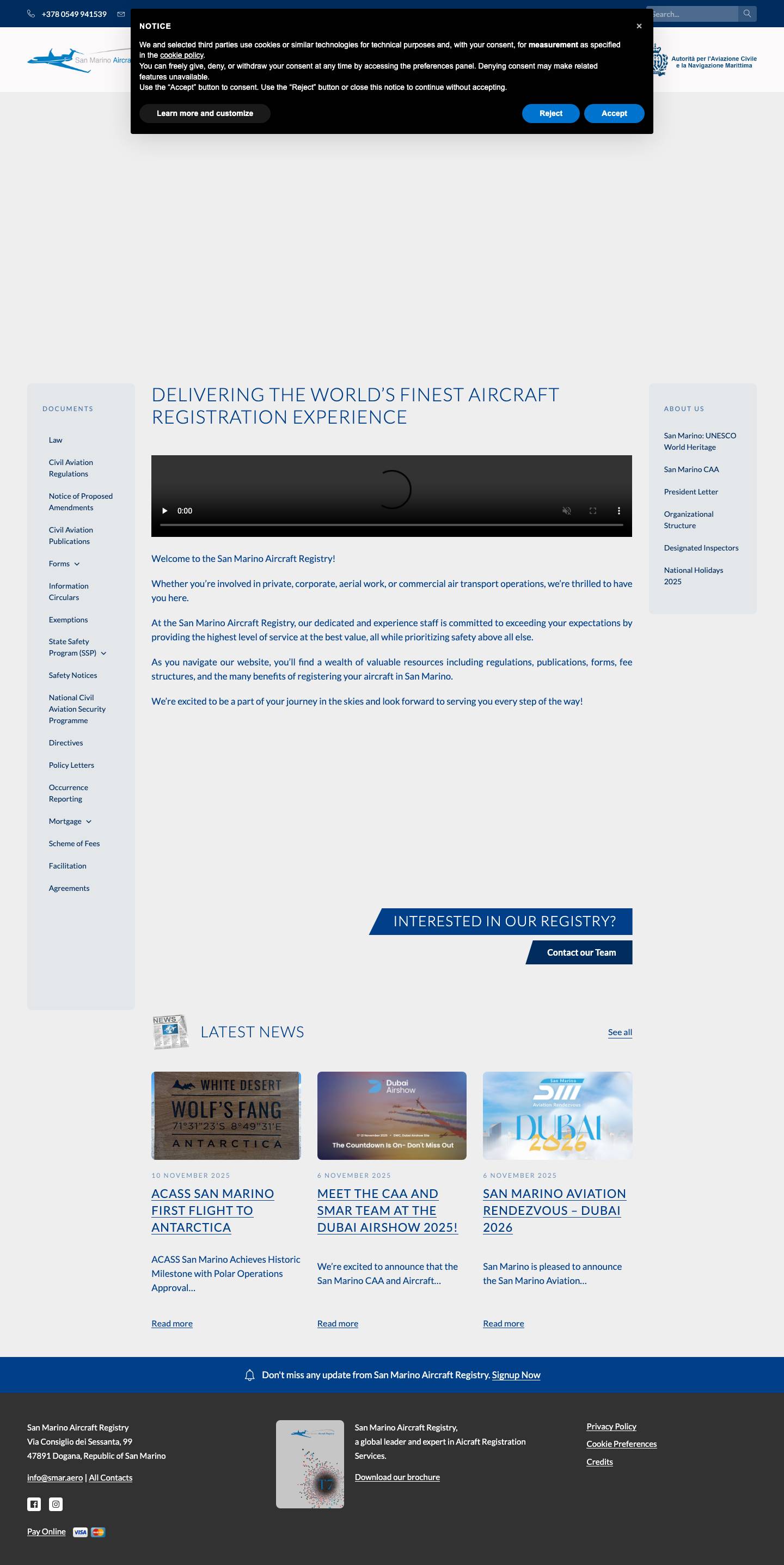 San Marino Aircraft Registry – Civil Aviation Authority - Full Screenshot