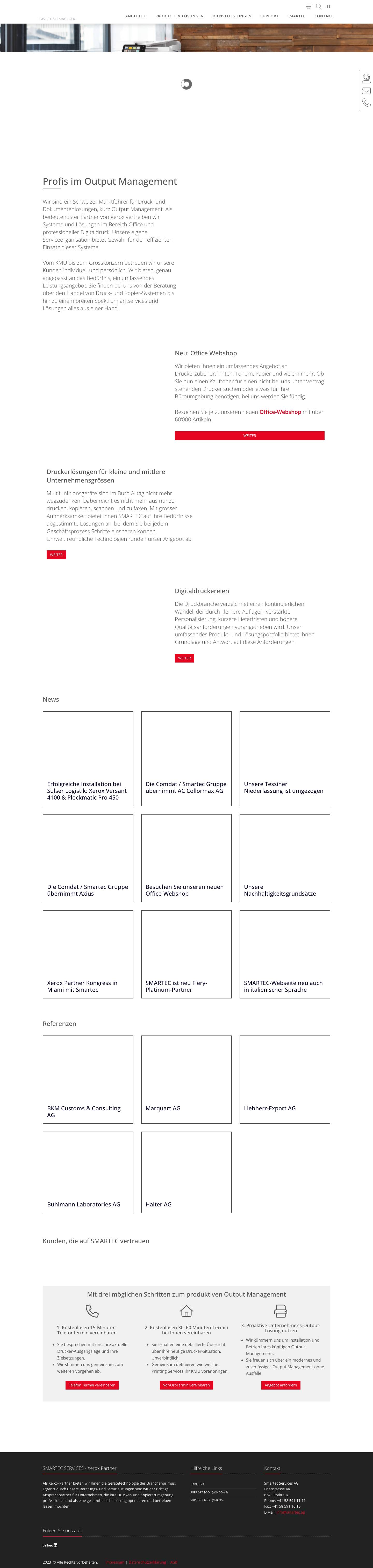 Startseite - Smartec - Schweizer Marktführer für Output Management - Full Screenshot