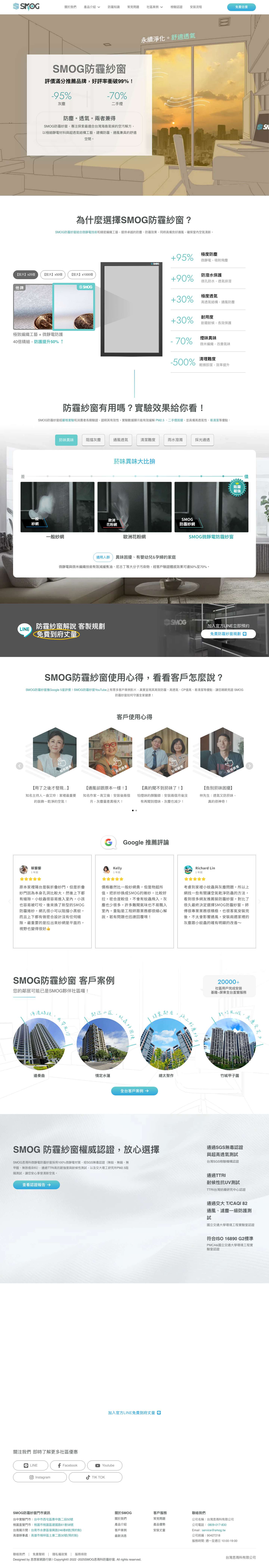 SMOG思瑪科防霾紗窗｜逢甲大學合作共建實驗室，科技防霾減塵通風 - Full Screenshot