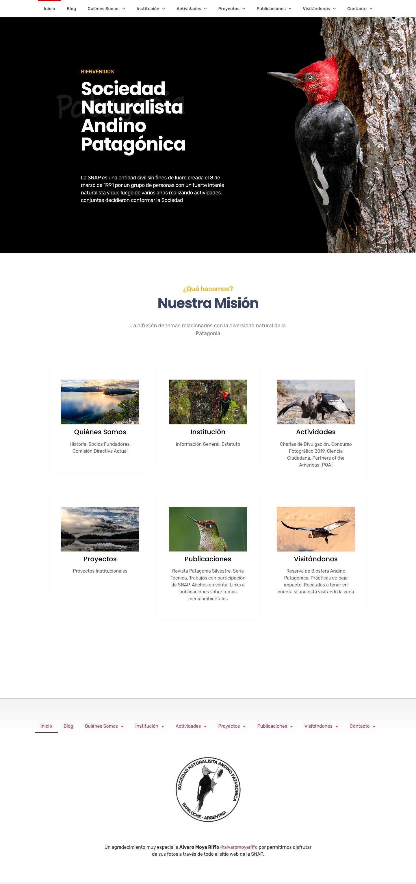 Sociedad Naturalista Andino Patagónica – Bariloche – Argentina - Full Screenshot