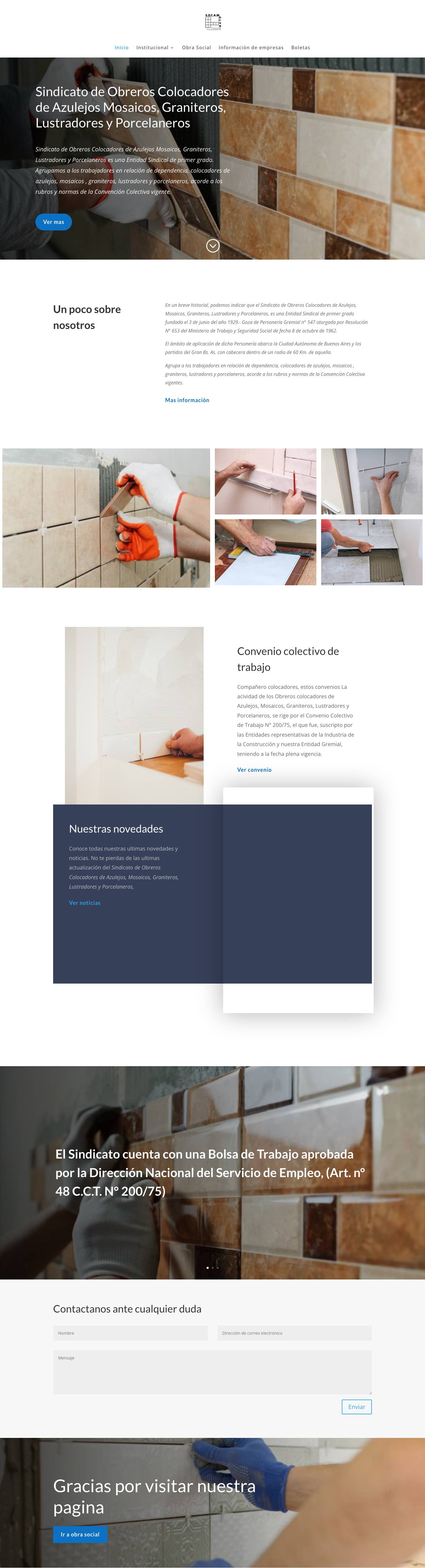 SOCAMGLYP | Sindicato de obreros colocadroes de azulejos - Full Screenshot