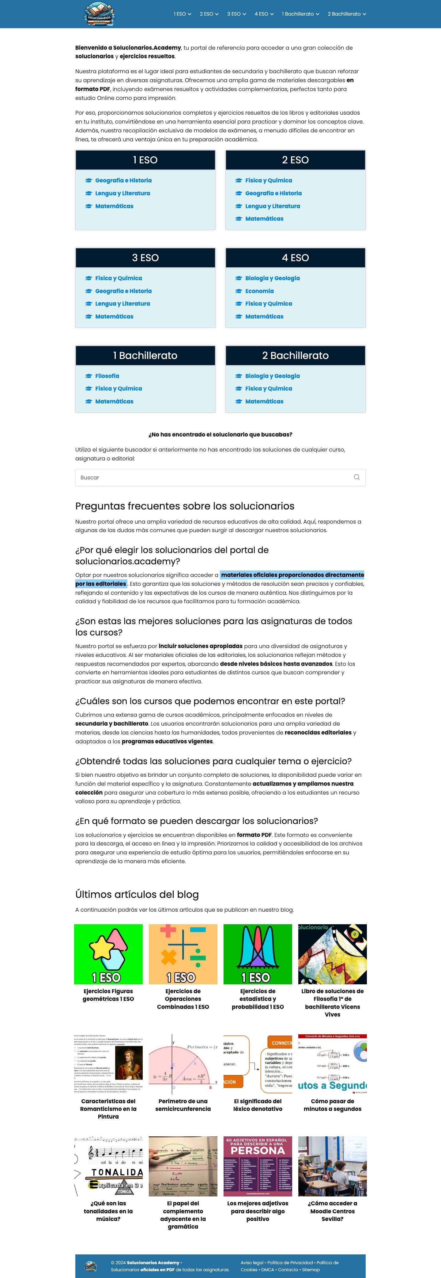 📕▷ Solucionarios Academy ⚡ 《Web de Soluciones en PDF》 - Full Screenshot