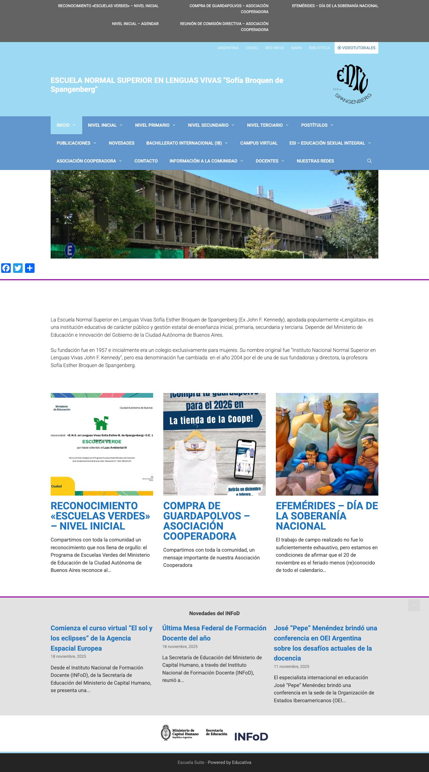 ESCUELA NORMAL SUPERIOR EN LENGUAS VIVAS "Sofía Broquen de Spangenberg" - Full Screenshot