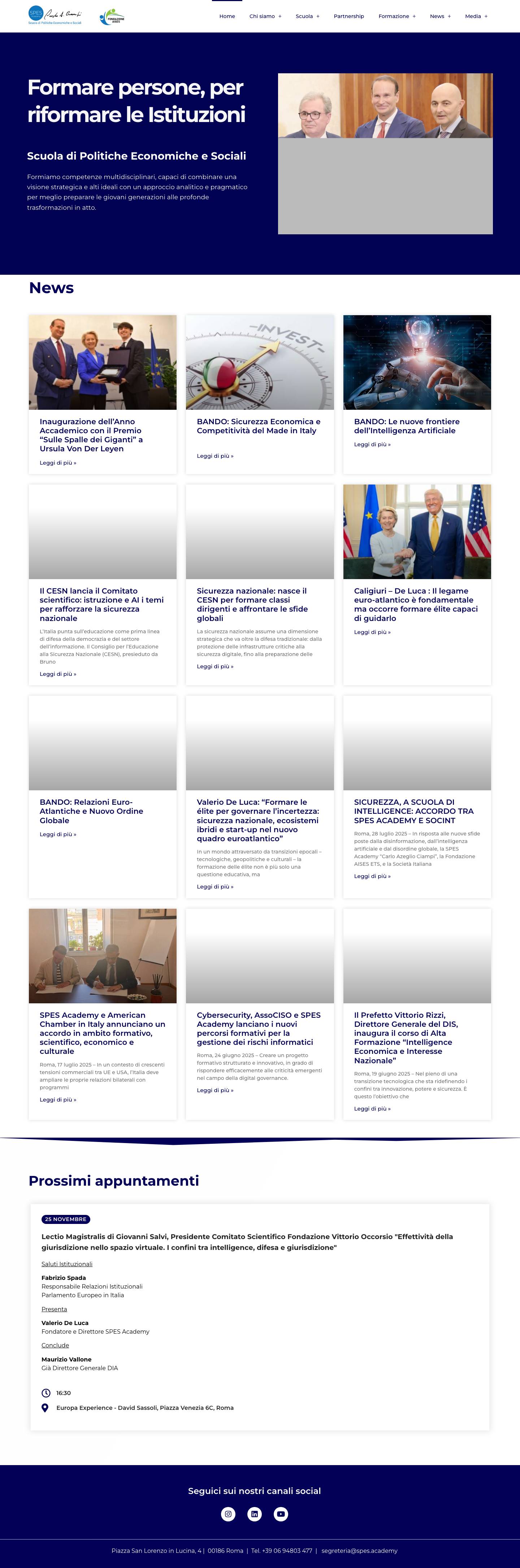 SPES Academy – Scuola di Politiche Economiche e Sociali - Full Screenshot