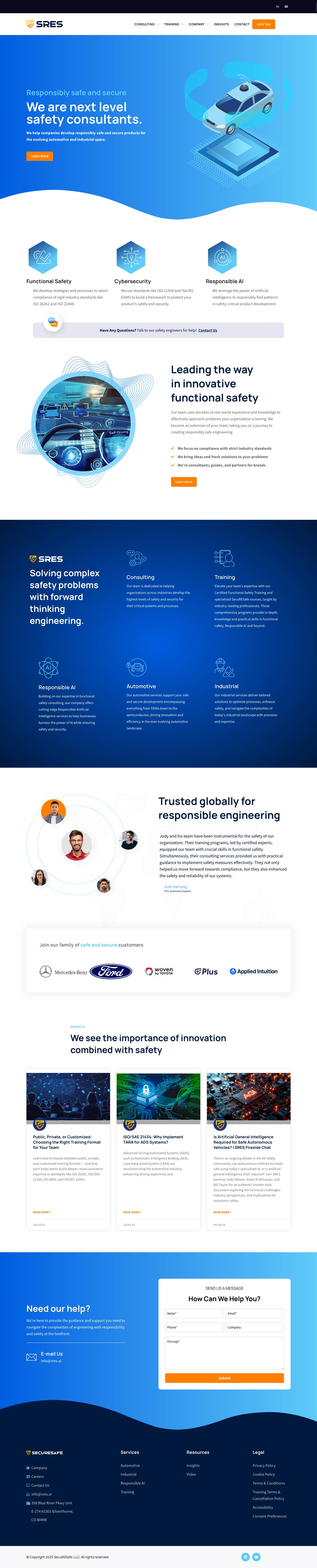 Automotive Safety Training & Consulting | SecuRESafe (SRES) - Full Screenshot
