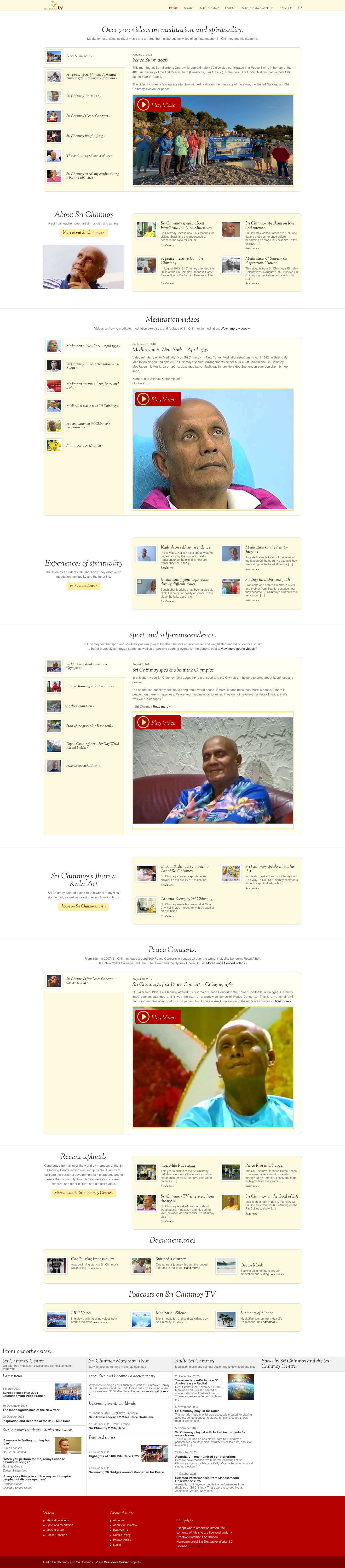 Sri Chinmoy TV | Videos about Sri Chinmoy and Sri Chinmoy Centre - Full Screenshot