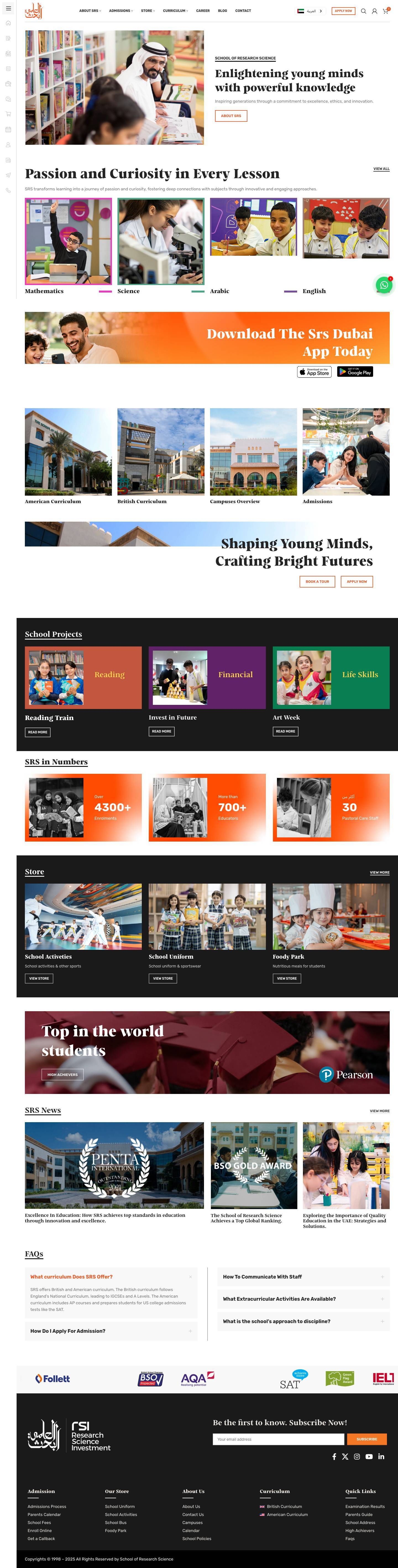 Best British School In Dubai - Est. 1998 | SRS Dubai - Full Screenshot