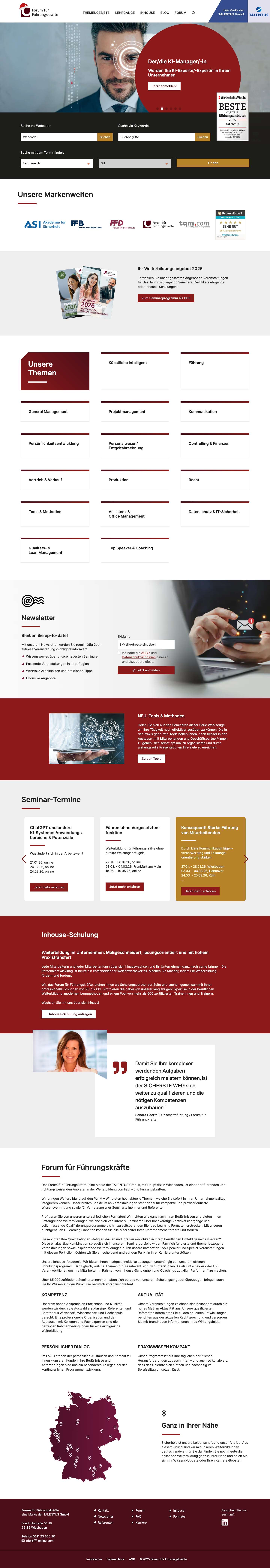 Forum für Führungskräfte - Weiterbildungen für Führungskräfte - Full Screenshot