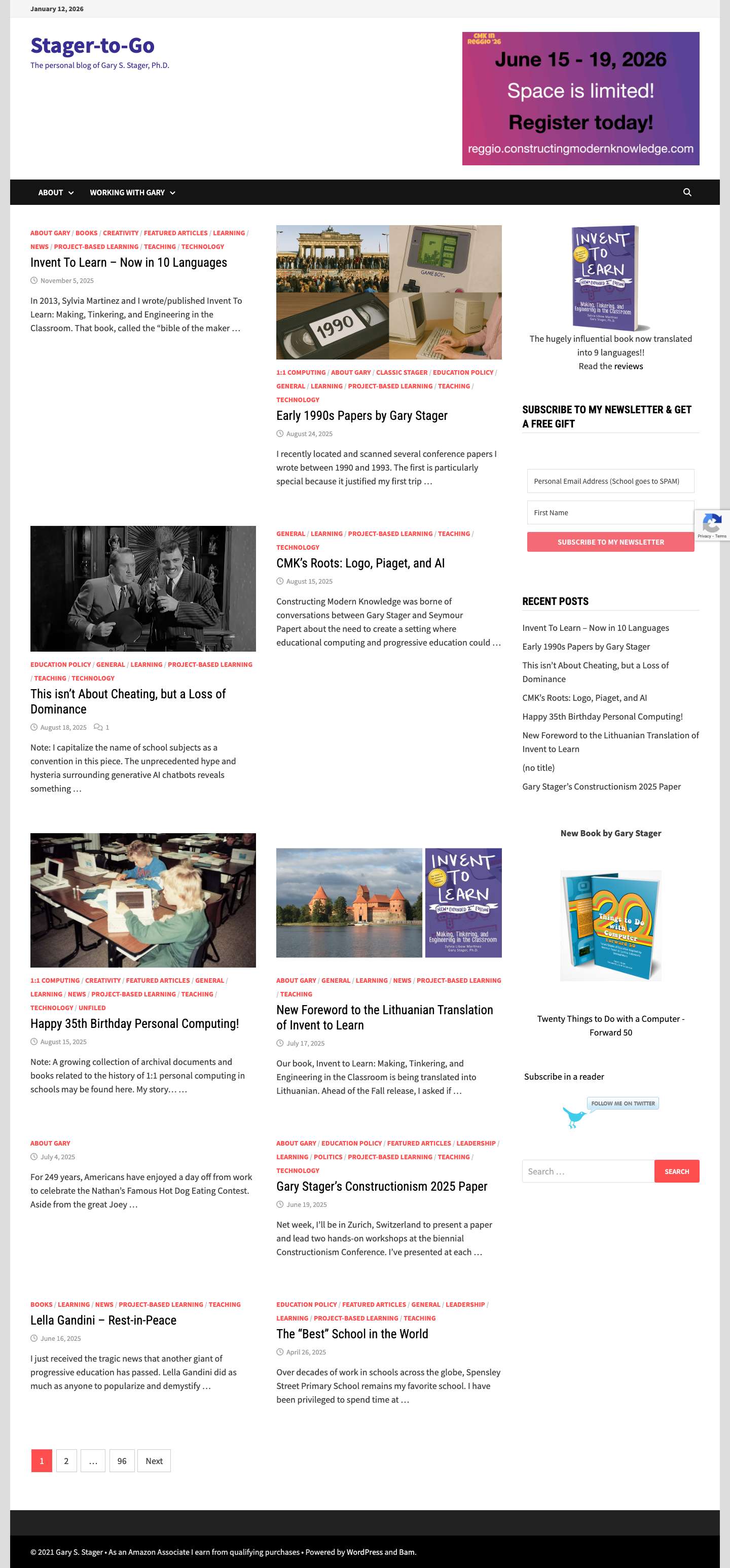 Stager-to-Go - The personal blog of Gary S. Stager, Ph.D. - Full Screenshot