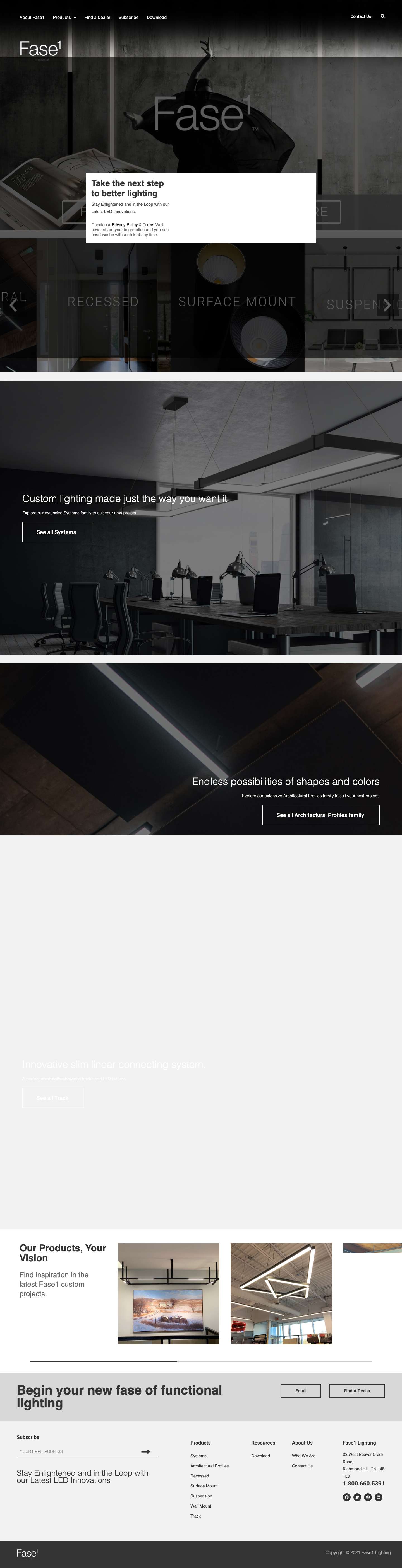 Fase1 Lighting – The premium brand in architectural lighting. - Full Screenshot