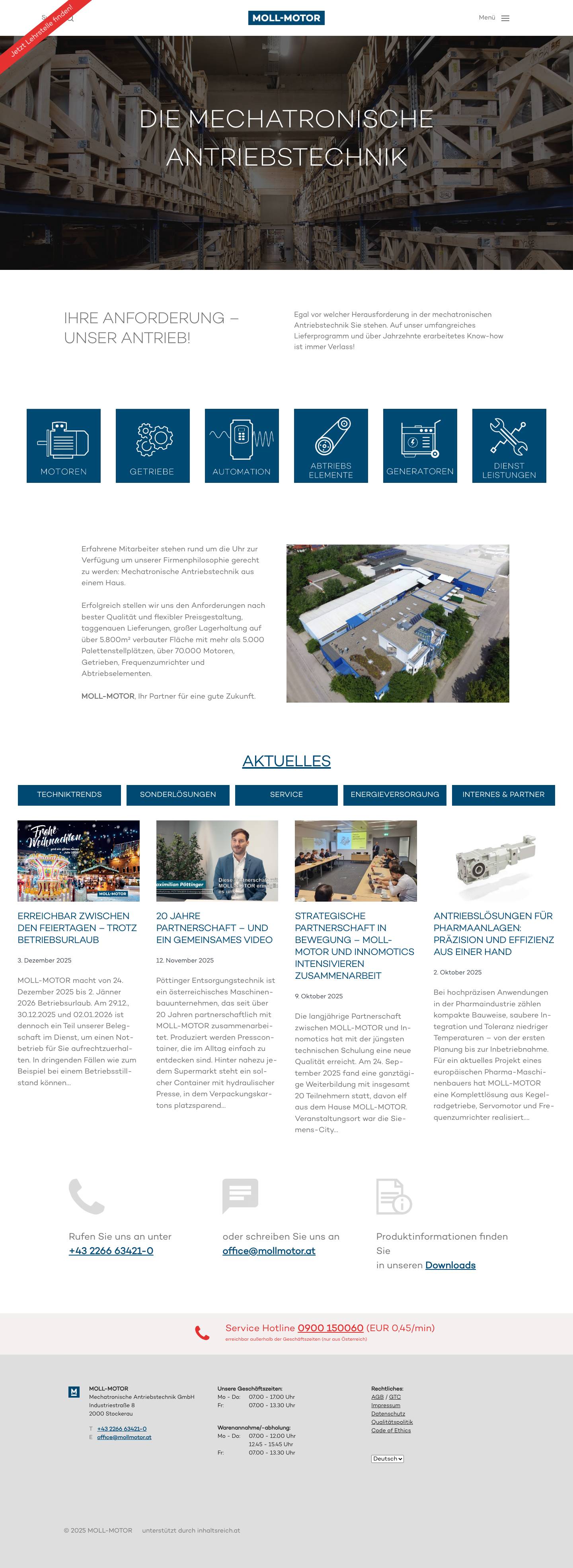 MOLL-MOTOR - Elektromotoren, Getriebe, Handel und Service - Full Screenshot