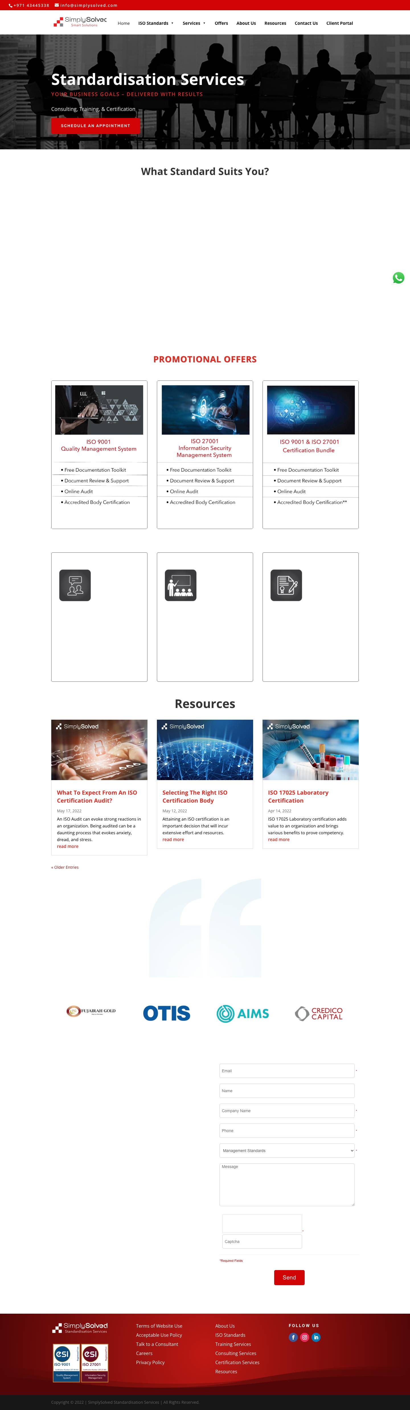 ISO Standards Certification, Accreditation & Consulting Services - Full Screenshot
