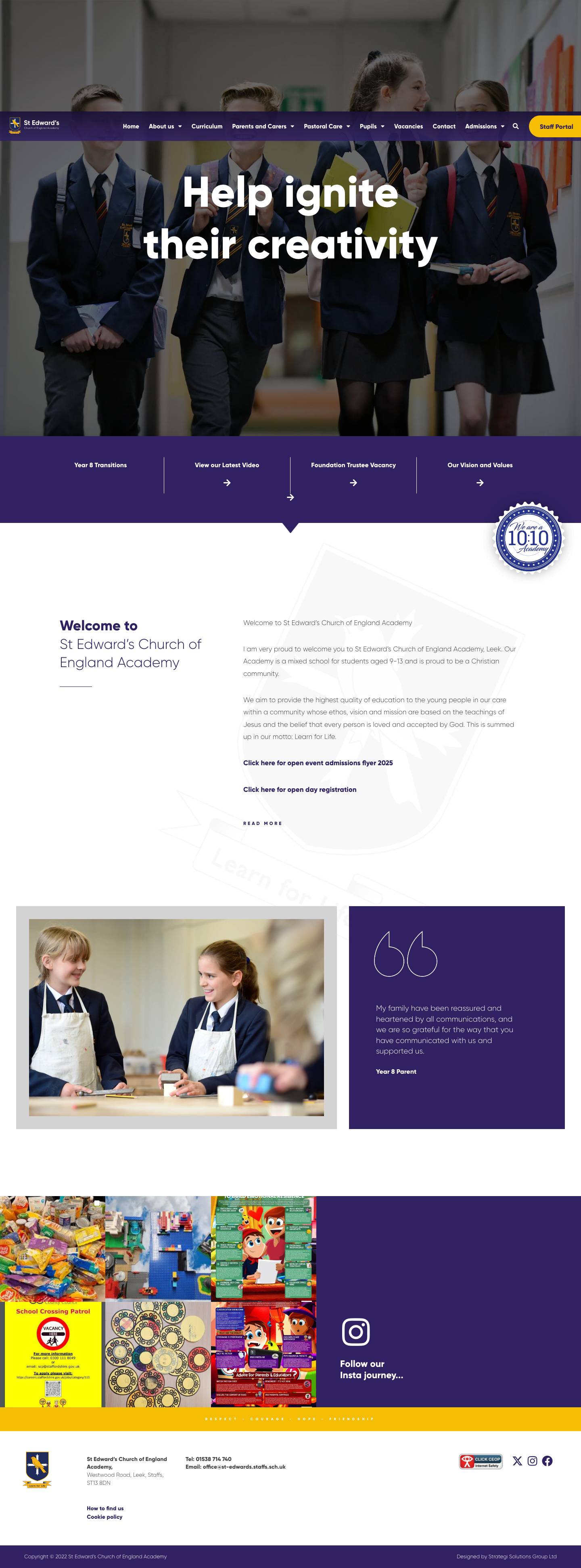 Home - St Edwards Church of England Academy - Full Screenshot